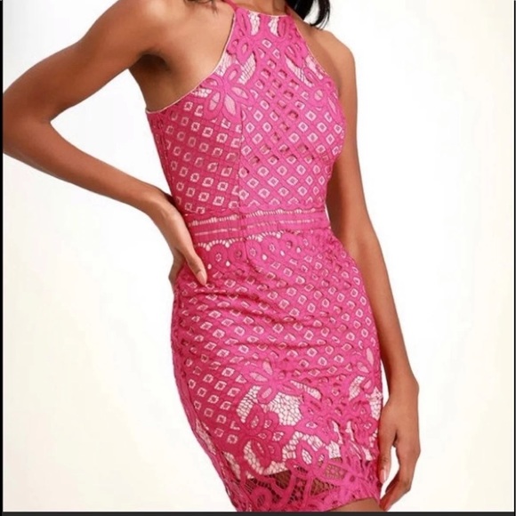 Lulus Steal a Kiss Magenta Lace Dress (S) NWT - Picture 3 of 8
